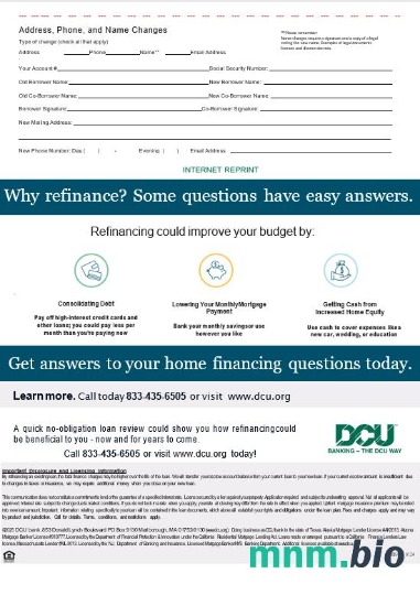 USA Massachusetts Digital Federal Credit Union (DCU) wyciąg z kredytu hipotecznego w formatach Word i PDF, 3 strony 3